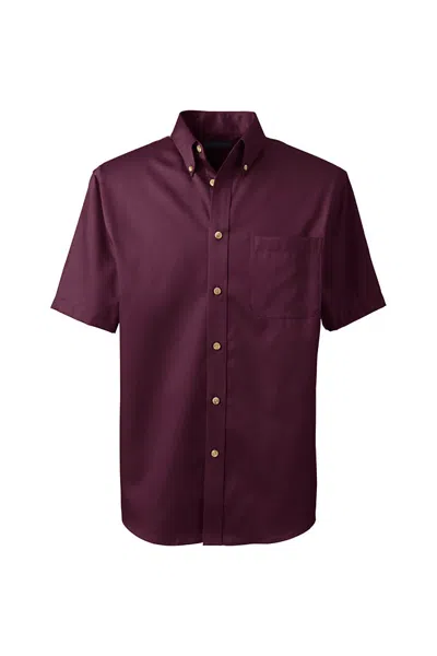 Lands' End School Uniform Men's Short Sleeve Performance Twill Shirt In Purple