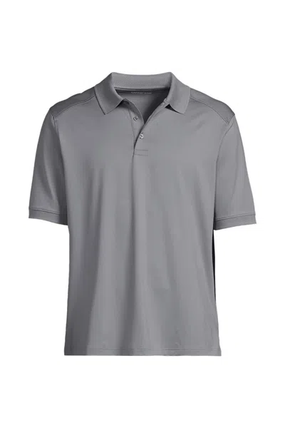 Lands' End School Uniform Men's Short Sleeve Rapid Dry Active Polo Shirt In Gray