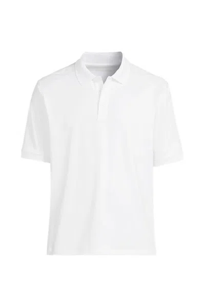 Lands' End School Uniform Men's Short Sleeve Rapid Dry Active Polo Shirt In White