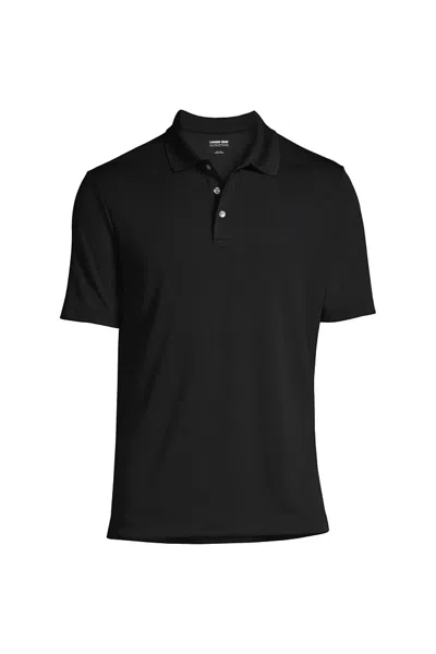 Lands' End School Uniform Men's Short Sleeve Solid Active Polo Shirt In Black