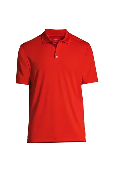 Lands' End School Uniform Men's Short Sleeve Solid Active Polo Shirt In Red