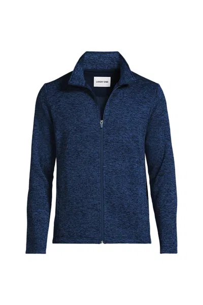 Lands' End School Uniform Men's Sweater Fleece Zip Front Jacket In Transparent