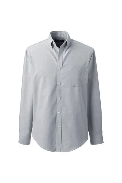 Lands' End School Uniform Men's Tailored Fit Long Sleeve Buttondown Oxford Dress Shirt In Gray