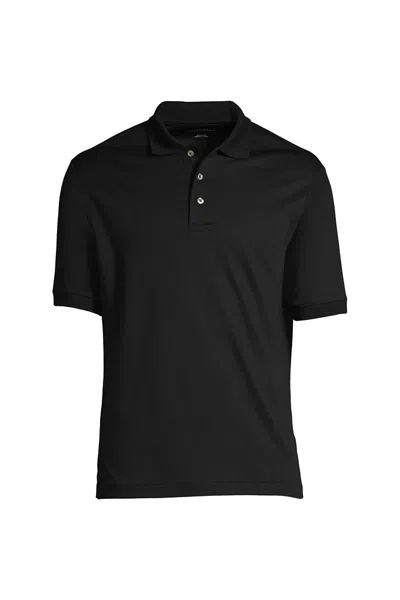 Lands' End School Uniform Men's Tall Banded Cuff Short Sleeve Supima Cotton Polo Shirt In Black