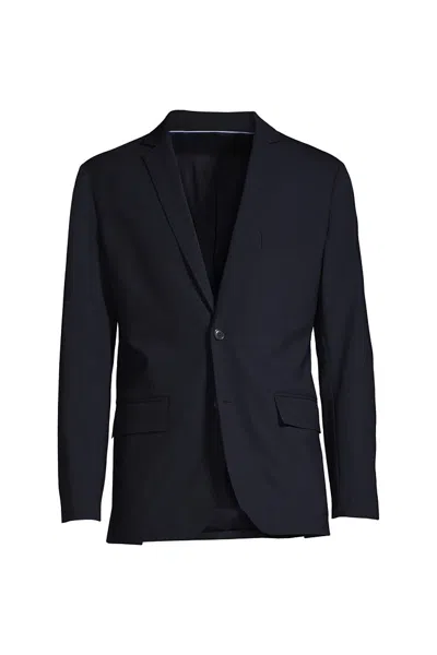 Lands' End School Uniform Men's Tall Washable Wool 2 Button Tailored Fit Suit Jacket In Blue