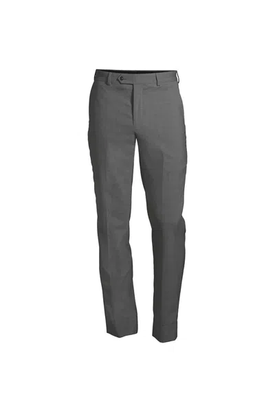 Lands' End School Uniform Men Tall Washable Wool Tailored Plain Front Trousers In Gray