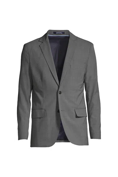 Lands' End School Uniform Men's Washable Wool 2 Button Tailored Fit Suit Jacket In Gray
