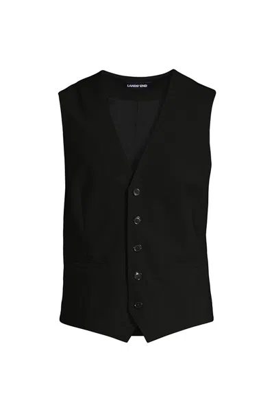 Lands' End School Uniform Men's Washable Wool Vest In Black