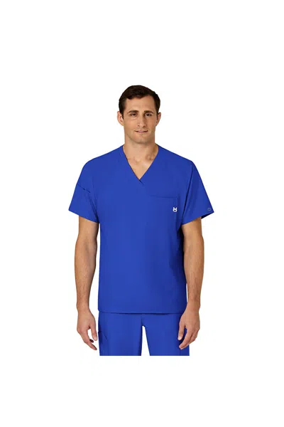 Lands' End School Uniform Men's Wink W123 V-neck Scrub Top In Blue