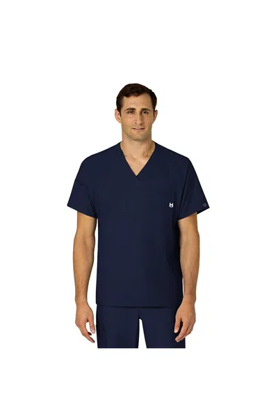 Lands' End School Uniform Men's Wink W123 V-neck Scrub Top In Blue