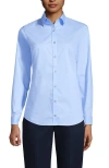 Lands' End School Uniform  No Gape Long Sleeve Stretch Shirt In Light Sea Blue