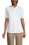 Lands' End School Uniform  No Gape Short Sleeve Stretch Shirt In Pearl White