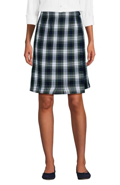 Lands' End Kids'  School Uniform  Plaid  A Line Tab Skort Top Of Knee In White