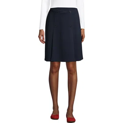 Lands' End School Uniform  Ponte Button Front Skort In Classic Navy