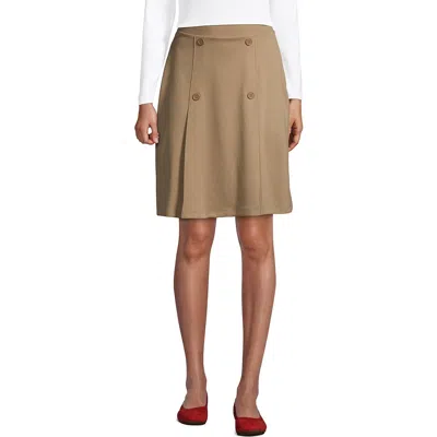 Lands' End School Uniform  Ponte Button Front Skort In Khaki