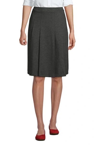 Lands' End School Uniform  Ponte Pleat Skirt In Charcoal Heather
