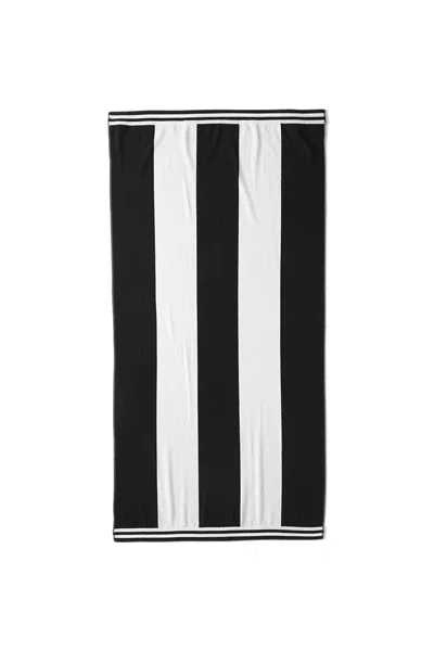 Lands' End School Uniform Rugby Stripe Beach Towel In Black