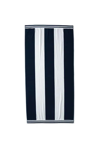Lands' End School Uniform Rugby Stripe Beach Towel In Blue