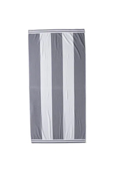 Lands' End School Uniform Rugby Stripe Beach Towel In Gray