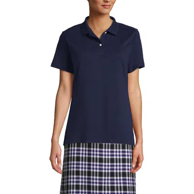 Lands' End School Uniform  Short Sleeve Feminine Fit Interlock Polo Shirt In Classic Navy