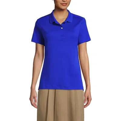 Lands' End School Uniform  Short Sleeve Feminine Fit Interlock Polo Shirt In Cobalt