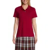 Lands' End School Uniform  Short Sleeve Feminine Fit Interlock Polo Shirt In Garnet