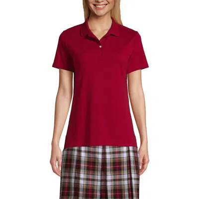 Lands' End School Uniform  Short Sleeve Feminine Fit Interlock Polo Shirt In Garnet