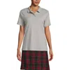 Lands' End School Uniform  Short Sleeve Feminine Fit Interlock Polo Shirt In Gray Heather