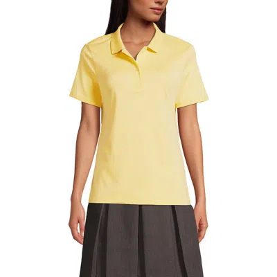Lands' End School Uniform  Short Sleeve Feminine Fit Interlock Polo Shirt In Maize