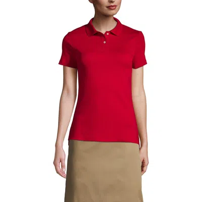 Lands' End School Uniform  Short Sleeve Feminine Fit Interlock Polo Shirt In Red