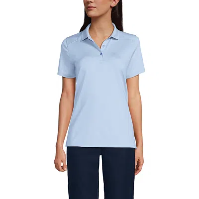 Lands' End School Uniform  Short Sleeve Feminine Fit Rapid Dry Polo Shirt In Blue