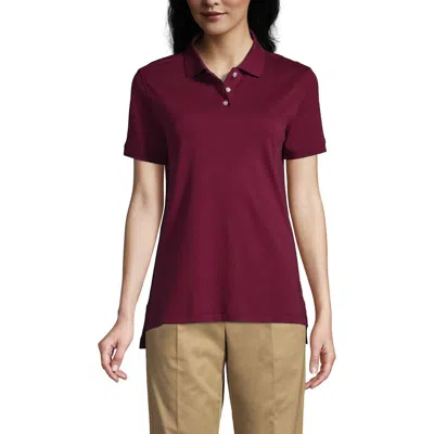 Lands' End School Uniform  Short Sleeve Interlock Polo Shirt In Burgundy