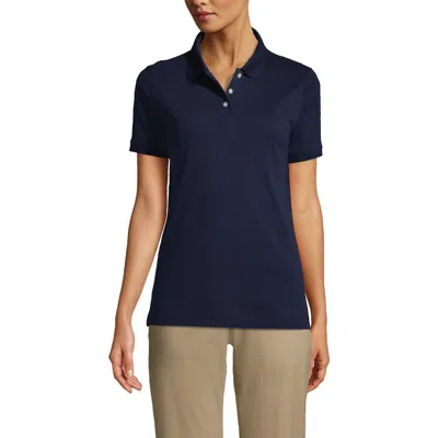 Lands' End School Uniform  Short Sleeve Interlock Polo Shirt In Classic Navy