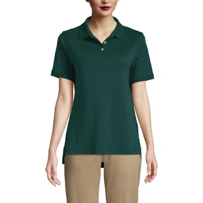Lands' End School Uniform  Short Sleeve Interlock Polo Shirt In Evergreen