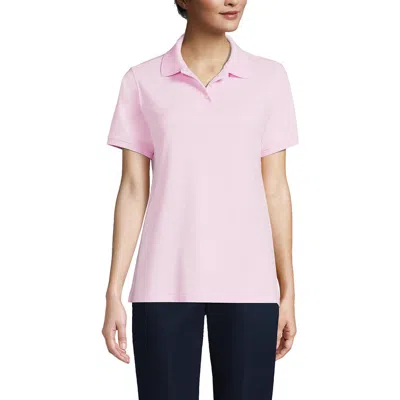 Lands' End School Uniform  Short Sleeve Interlock Polo Shirt In Ice Pink