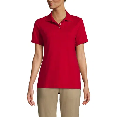 Lands' End School Uniform  Short Sleeve Interlock Polo Shirt In Red