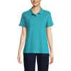 Lands' End School Uniform  Short Sleeve Interlock Polo Shirt In Teal Breeze