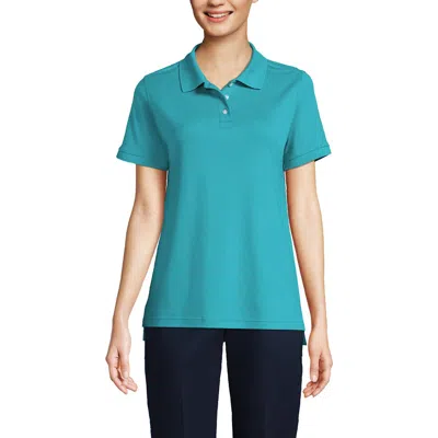 Lands' End School Uniform  Short Sleeve Interlock Polo Shirt In Teal Breeze