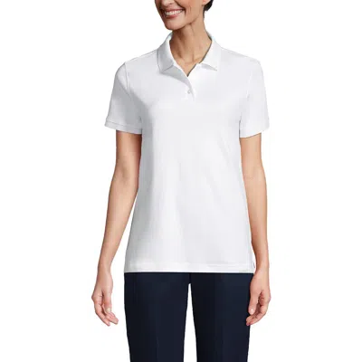 Lands' End School Uniform  Short Sleeve Interlock Polo Shirt In White