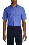 Lands' End School Uniform  Short Sleeve No Iron Pinpoint Dress Shirt In French Blue