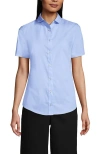 Lands' End School Uniform  Short Sleeve Peter Pan Collar Broadcloth Shirt In Light Sea Blue