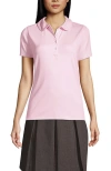 Lands' End School Uniform  Short Sleeve Peter Pan Collar Polo Shirt In Ice Pink