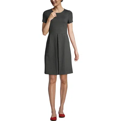 Lands' End School Uniform  Short Sleeve Ponte Dress In Charcoal Heather