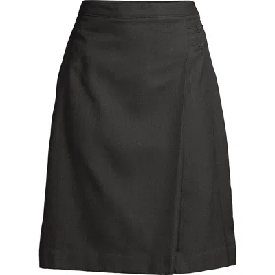 Lands' End School Uniform  Solid A-line Skirt Below The Knee In Black