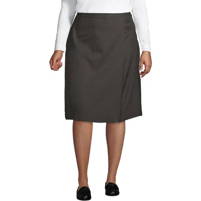 Lands' End Plus Solid A-line Skirt Below The Knee In Gray