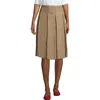 Lands' End School Uniform  Solid Box Pleat Skirt Below The Knee In Khaki