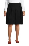 Lands' End School Uniform  Solid Box Pleat Skirt Top Of Knee In Black