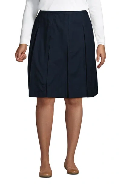 Lands' End School Uniform  Solid Box Pleat Skirt Top Of Knee In Classic Navy