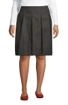Lands' End School Uniform  Solid Box Pleat Skirt Top Of Knee In Gray