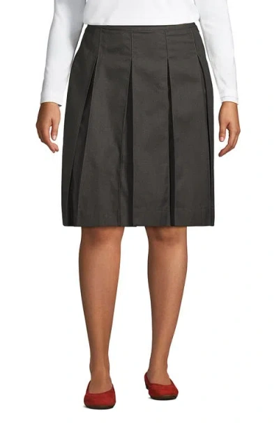 Lands' End School Uniform  Solid Box Pleat Skirt Top Of Knee In Gray